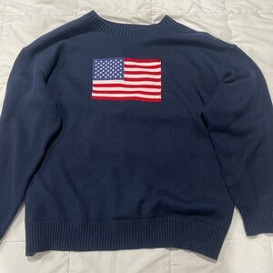 blue american flag knit crewneck
